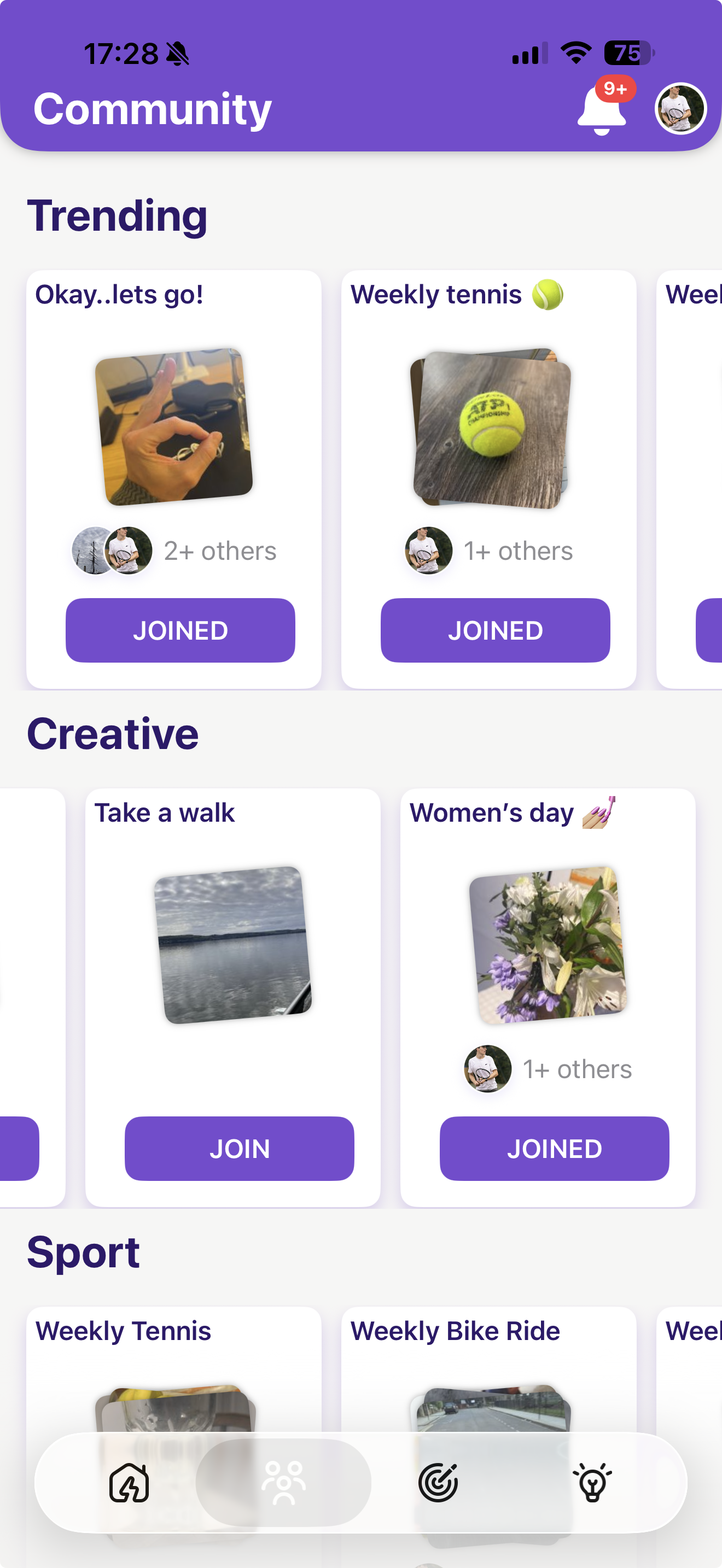 BishBop community goals screen
